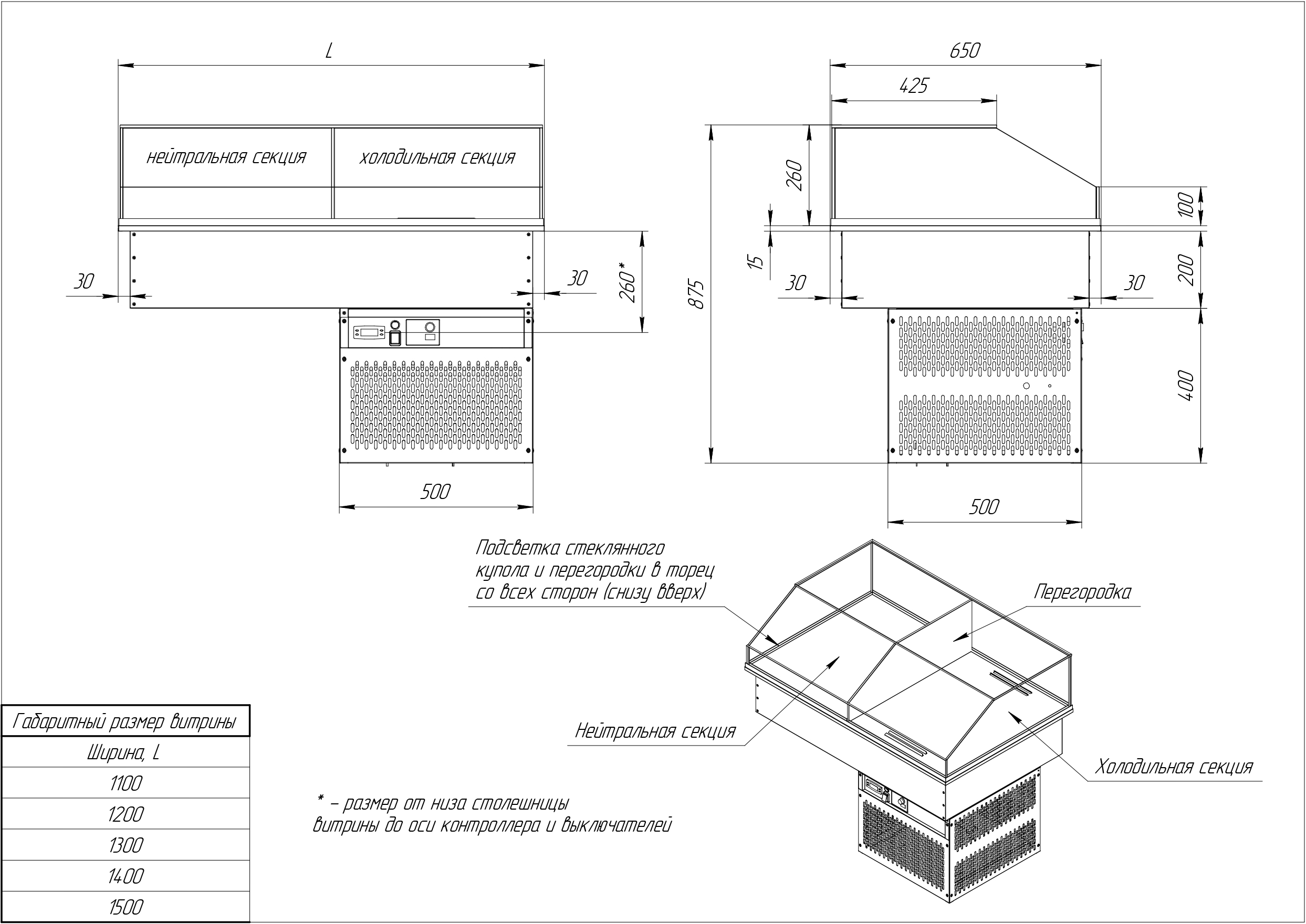 Комбинированная встраиваемая торговая витрина GALA Combo