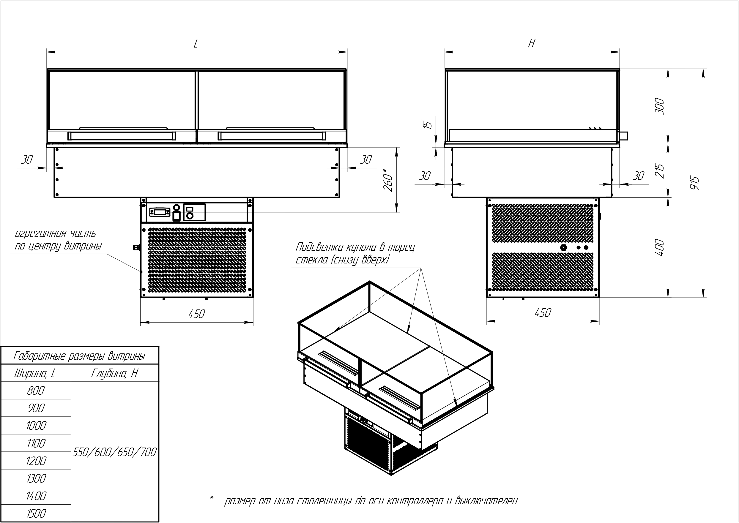 Встраиваемая кондитерская витрина Glassier SLIDE DUO