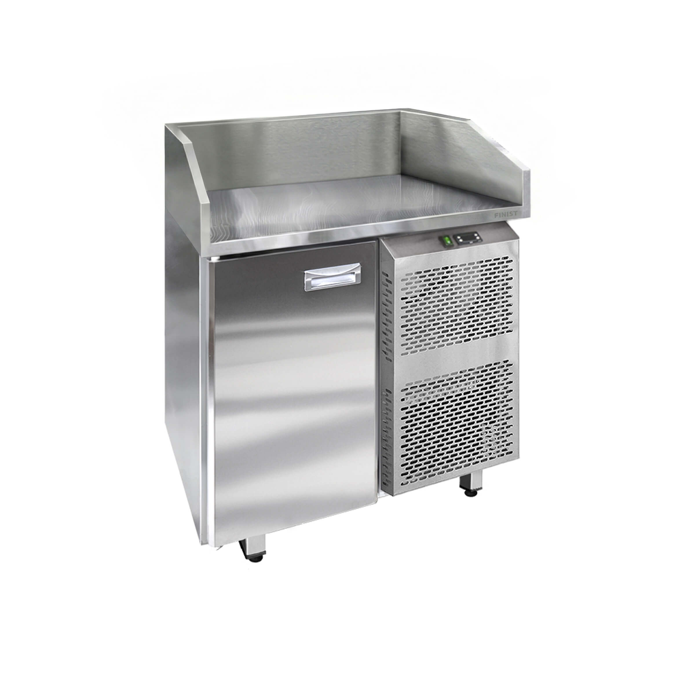 Стол холодильный для пиццы с нержавеющей столешницей и нержавеющими бортами СХСпцб