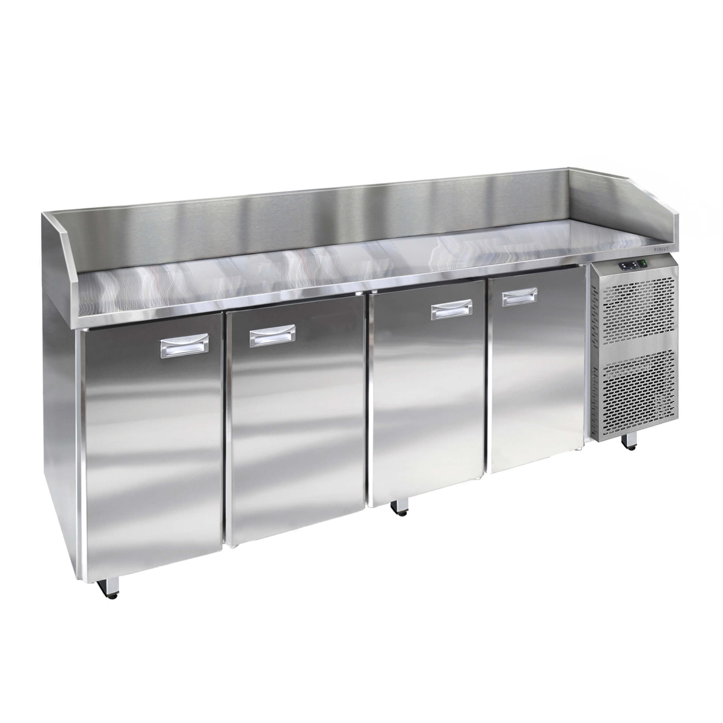 Стол холодильный для пиццы с нержавеющей столешницей и нержавеющими бортами СХСпцб