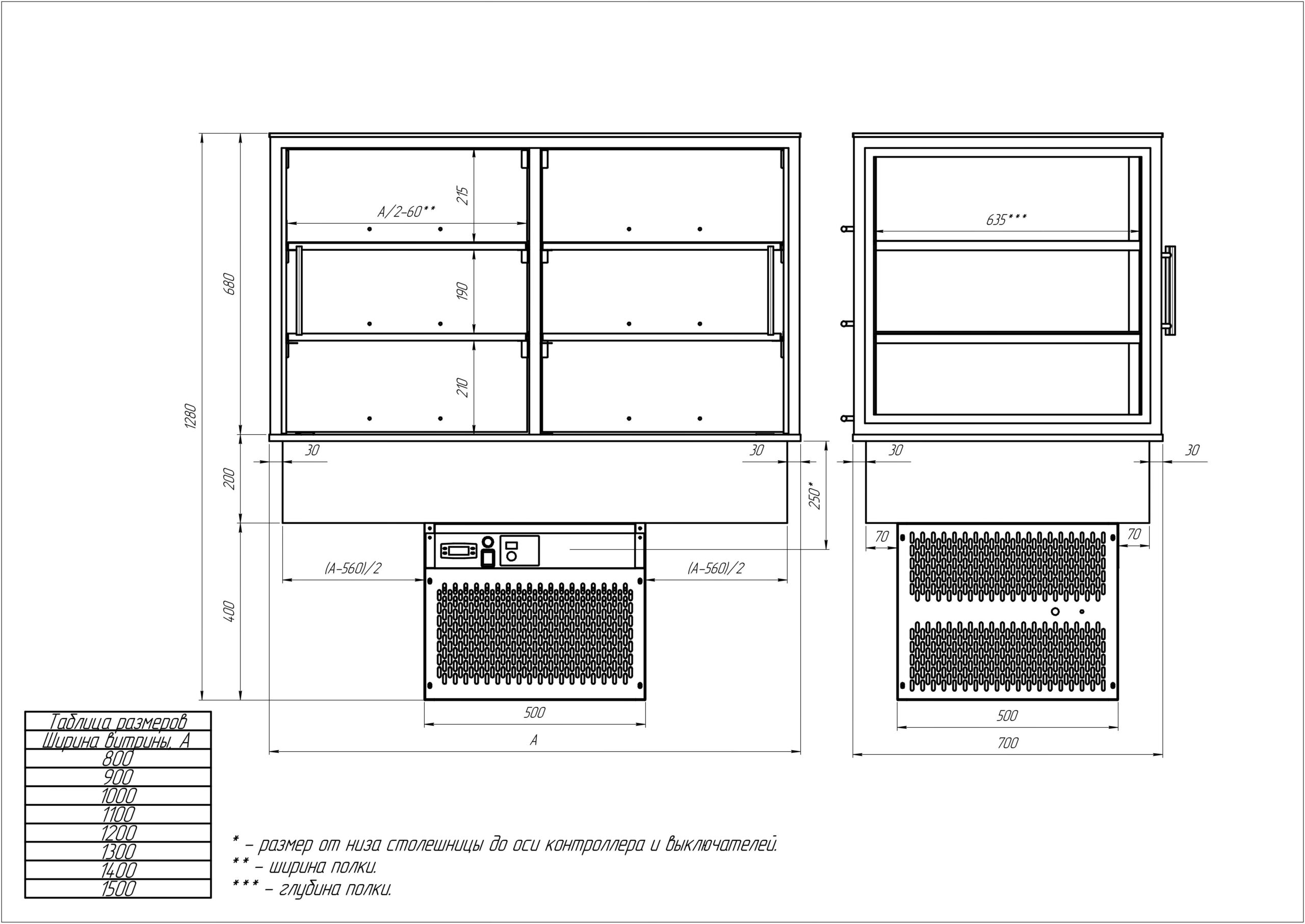 Встраиваемая витрина для салатов AQUARIUM