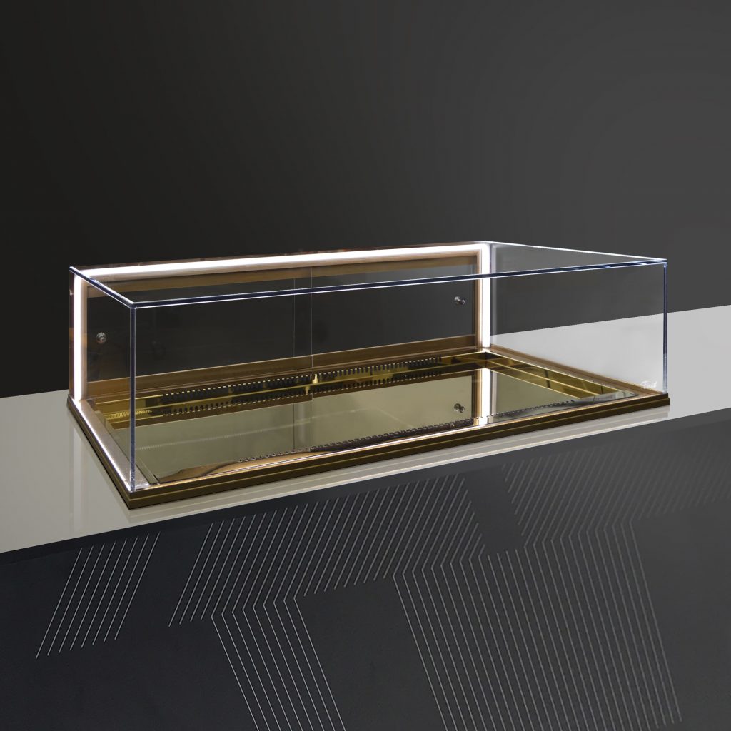 Встраиваемая кондитерская витрина Glassier58 gold c золотым поддоном
