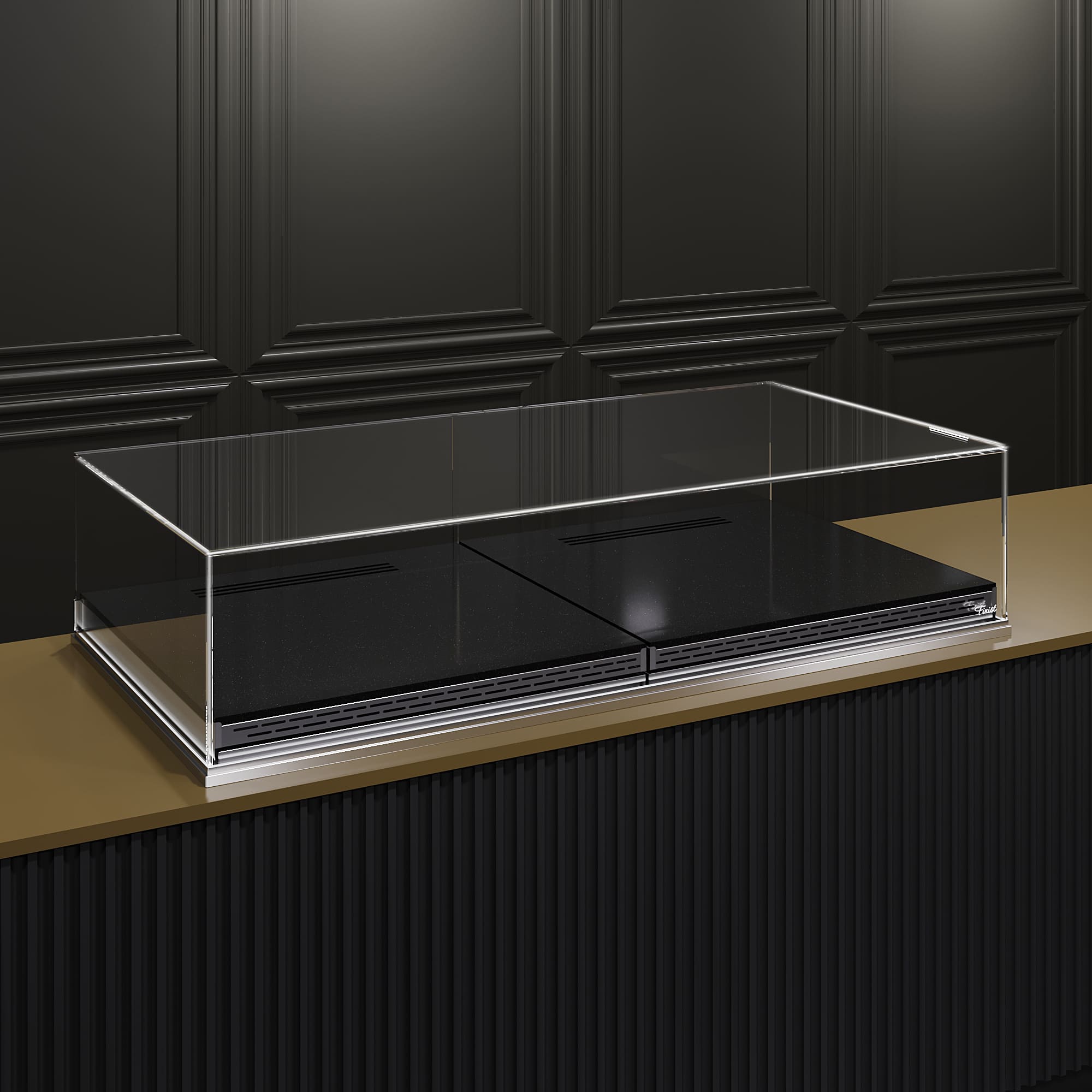 Встраиваемая кондитерская витрина Glassier SLIDE DUO Stone выкладка искусственный камень