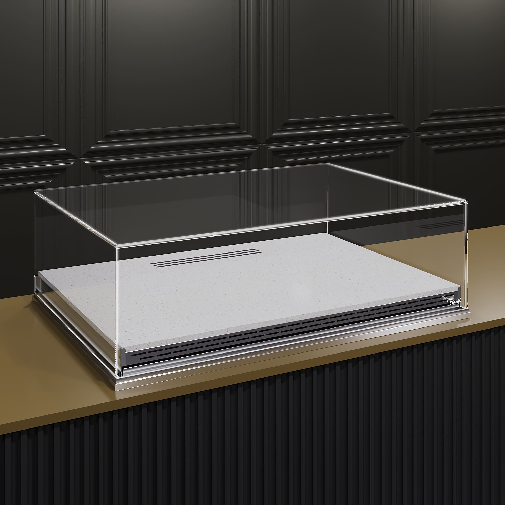 Встраиваемая кондитерская витрина Glassier SLIDE Stone выкладка искусственный камень