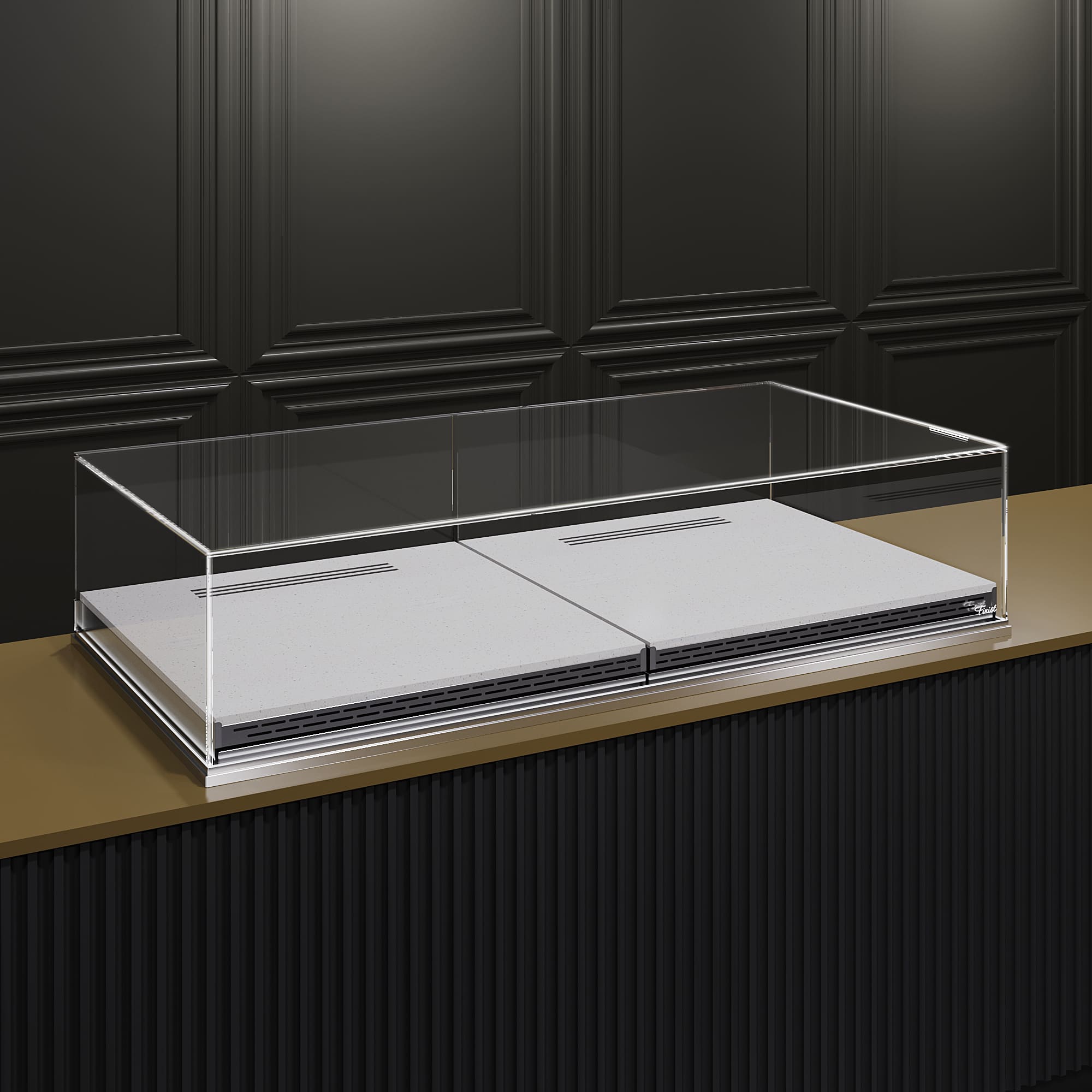 Встраиваемая кондитерская витрина Glassier SLIDE DUO Stone выкладка искусственный камень