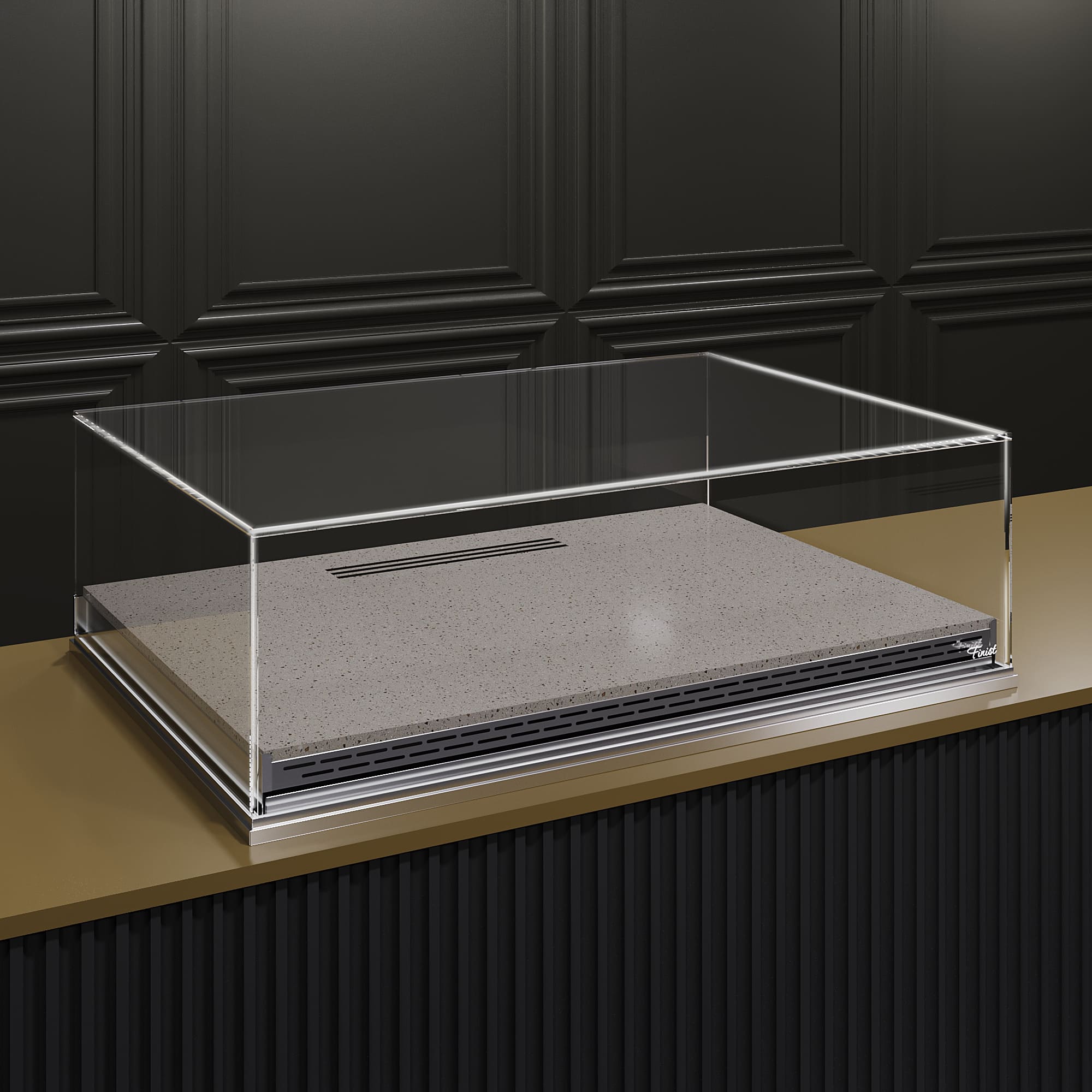 Встраиваемая кондитерская витрина Glassier SLIDE Stone выкладка искусственный камень