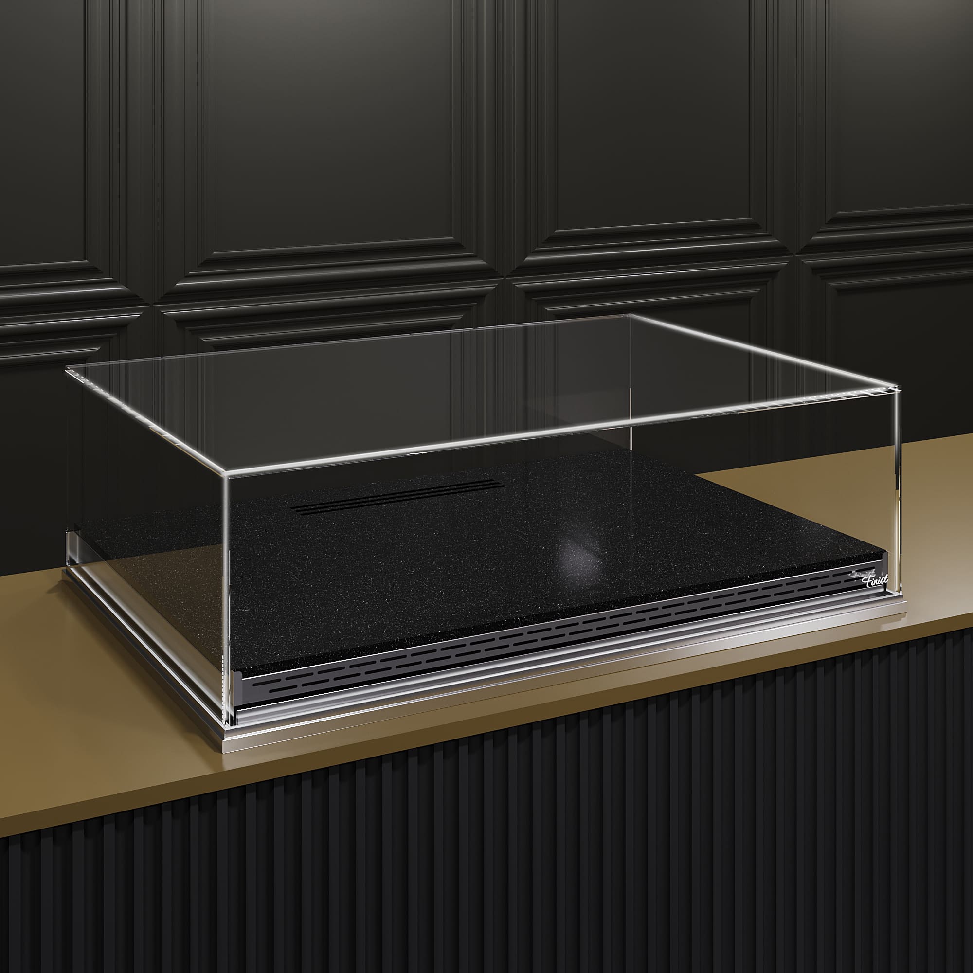 Встраиваемая кондитерская витрина Glassier SLIDE Stone выкладка искусственный камень