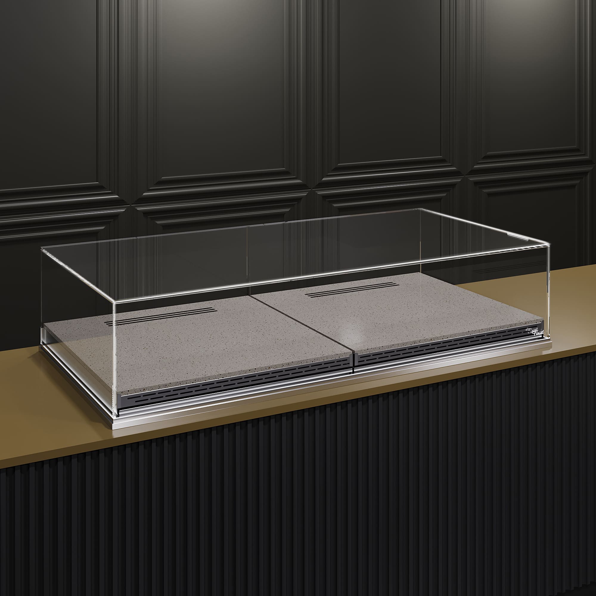 Встраиваемая кондитерская витрина Glassier SLIDE DUO Stone выкладка искусственный камень