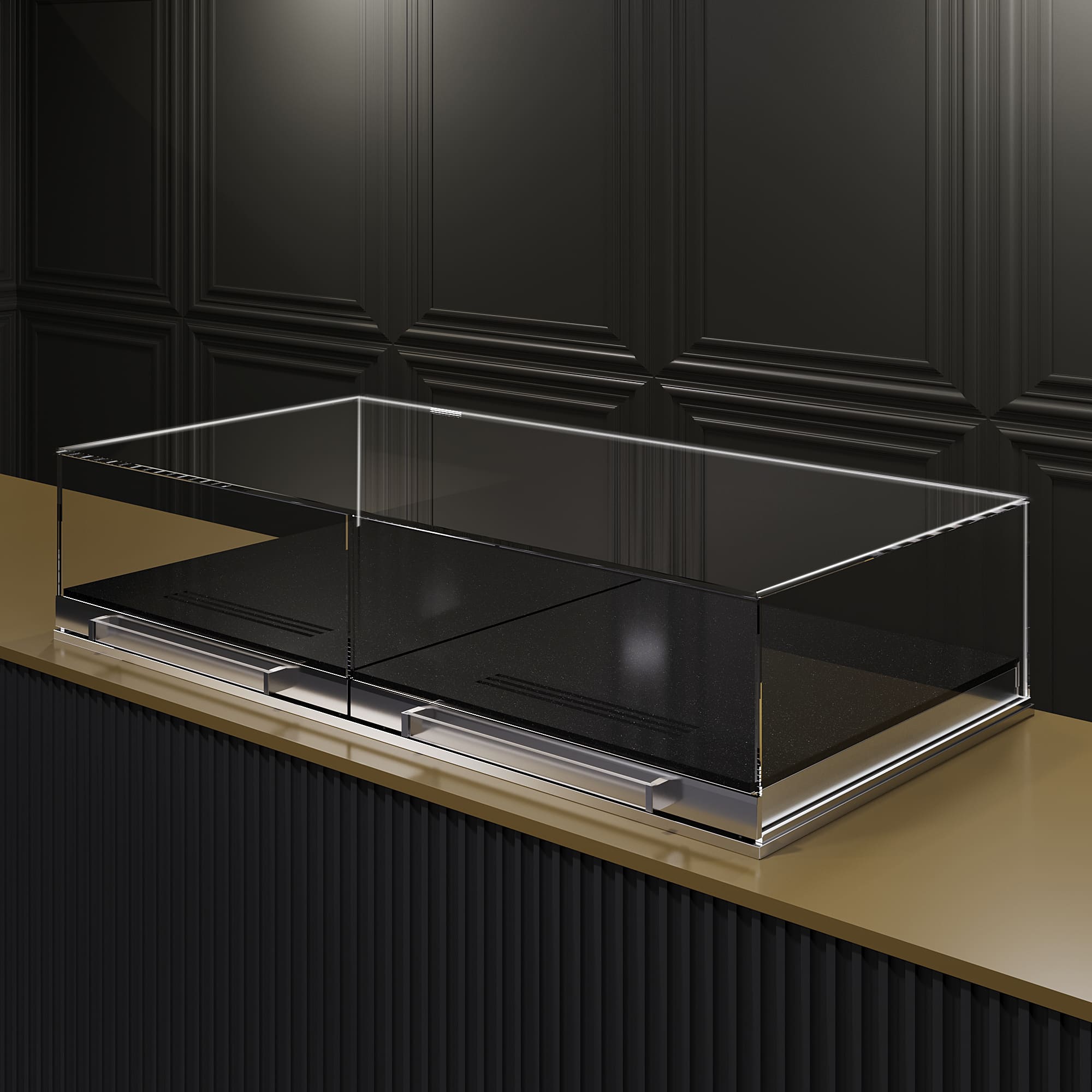 Встраиваемая кондитерская витрина Glassier SLIDE DUO Stone выкладка искусственный камень