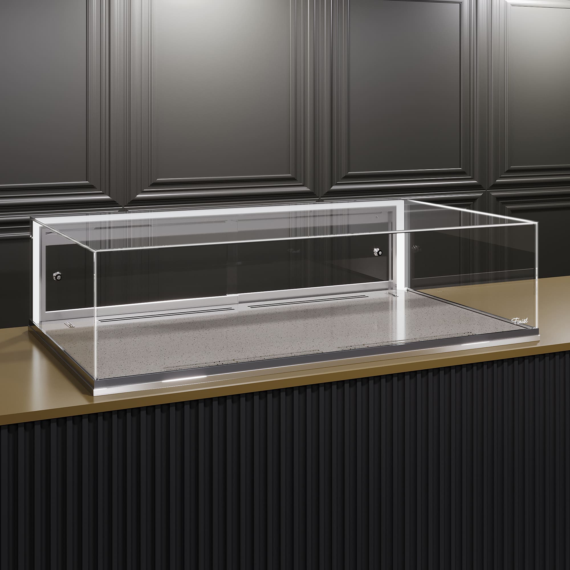 Встраиваемая кондитерская витрина Glassier 58 Stone выкладка искусственный камень