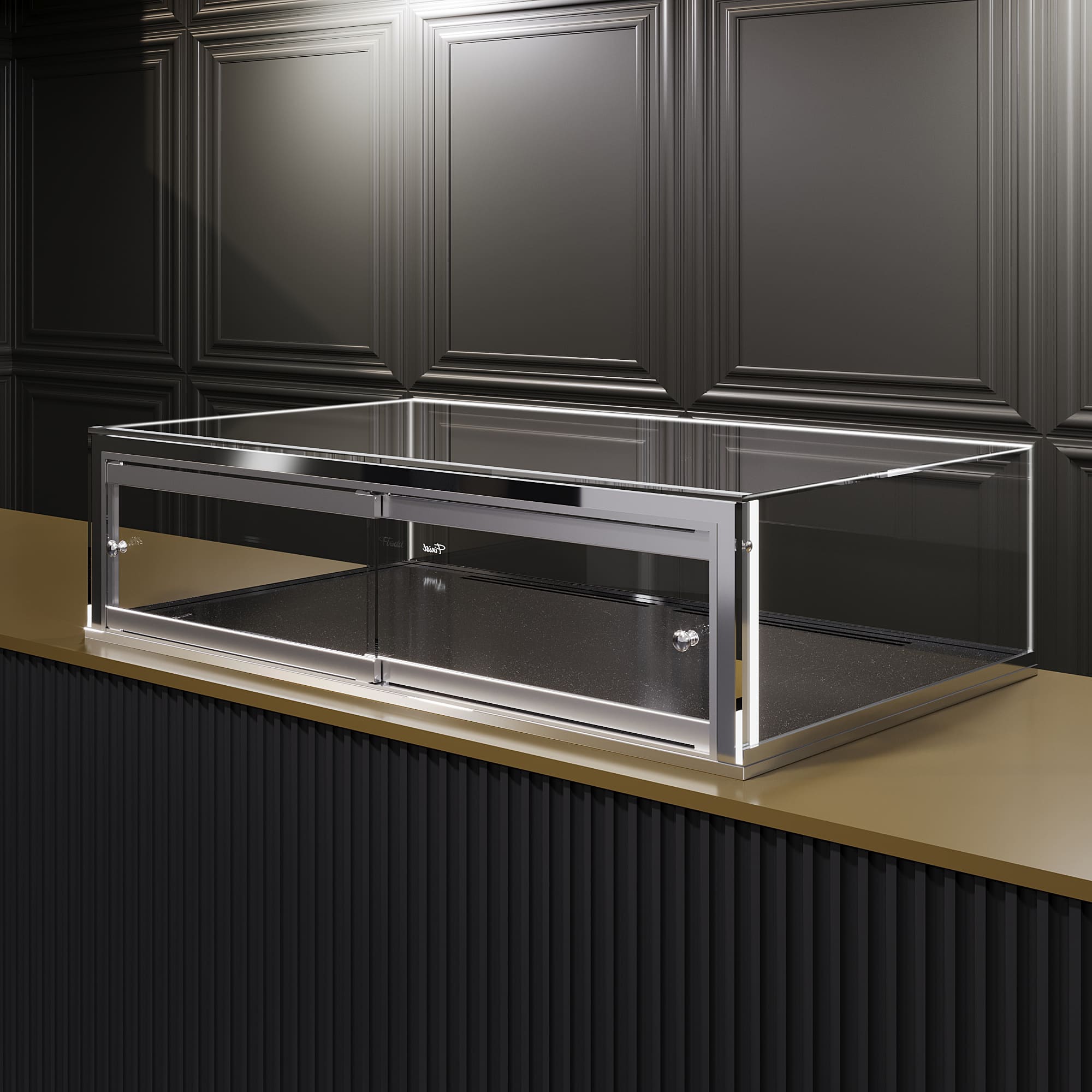 Встраиваемая кондитерская витрина Glassier 58 Stone выкладка искусственный камень