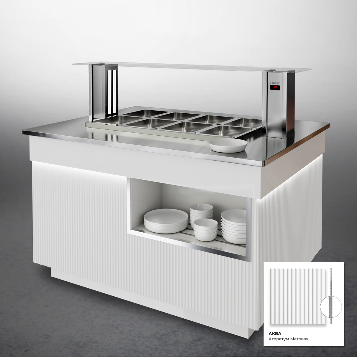 Шведский стол с мармитом для вторых блюд ШСм (STANDARD)