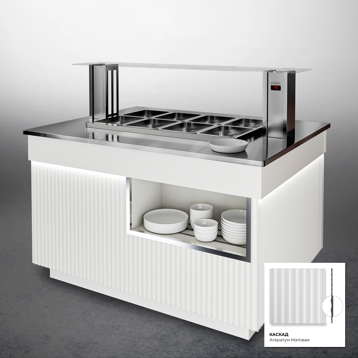 Шведский стол с мармитом для вторых блюд ШСм (STANDARD)