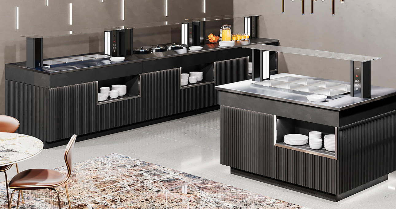 Шведский стол с мармитом для вторых блюд ШСм (STANDARD)