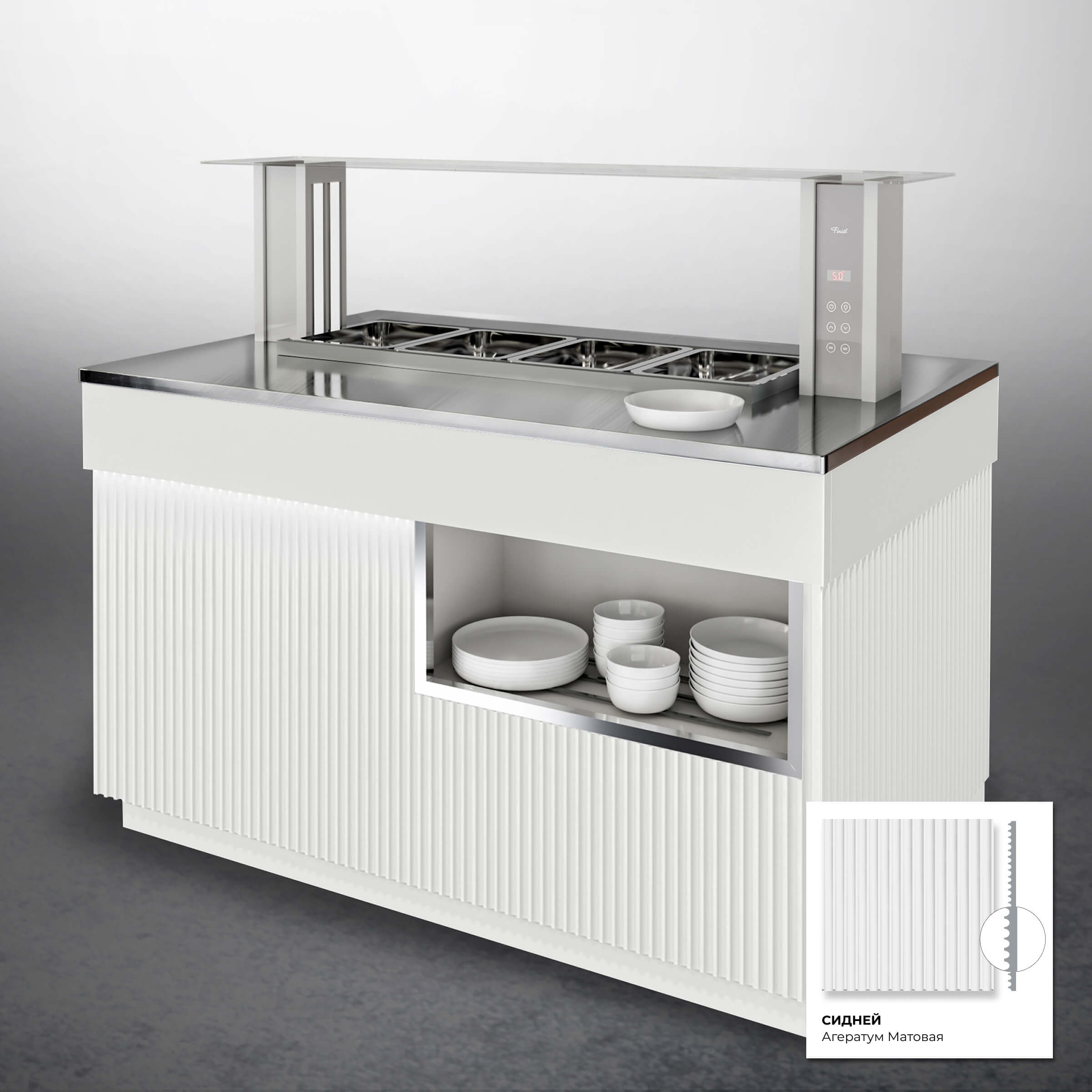 Шведский стол с мармитом для вторых блюд ШСм (STANDARD) пристенный