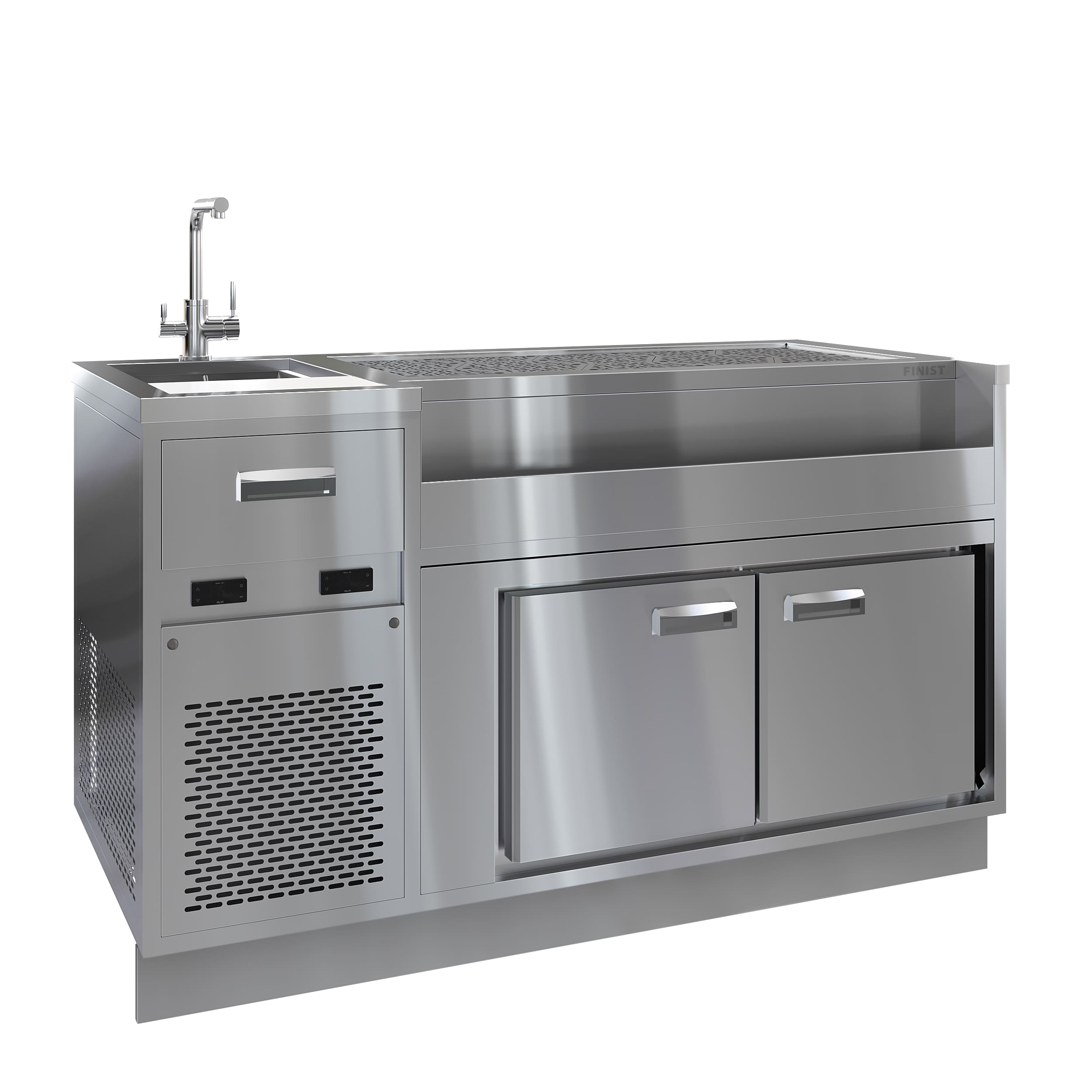 Барная станция с охлаждаемой ванной и охлаждаемым внутренним объемом.