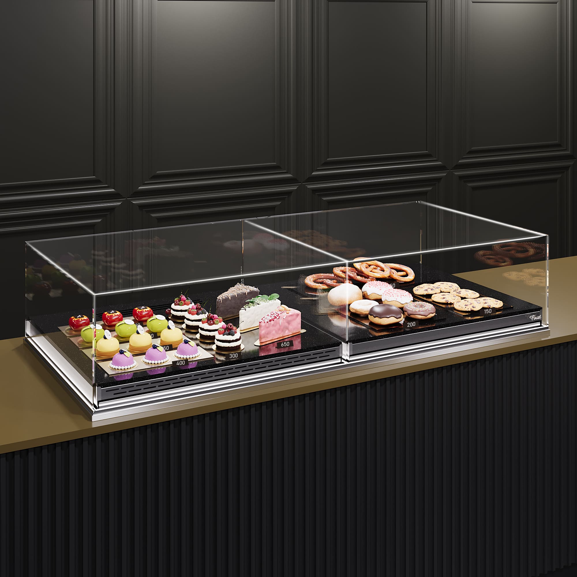 Встраиваемая кондитерская витрина Glassier SLIDE DUO COMBO STONE Встраиваемая кондитерская витрина Glassier SLIDE DUO COMBO STONE