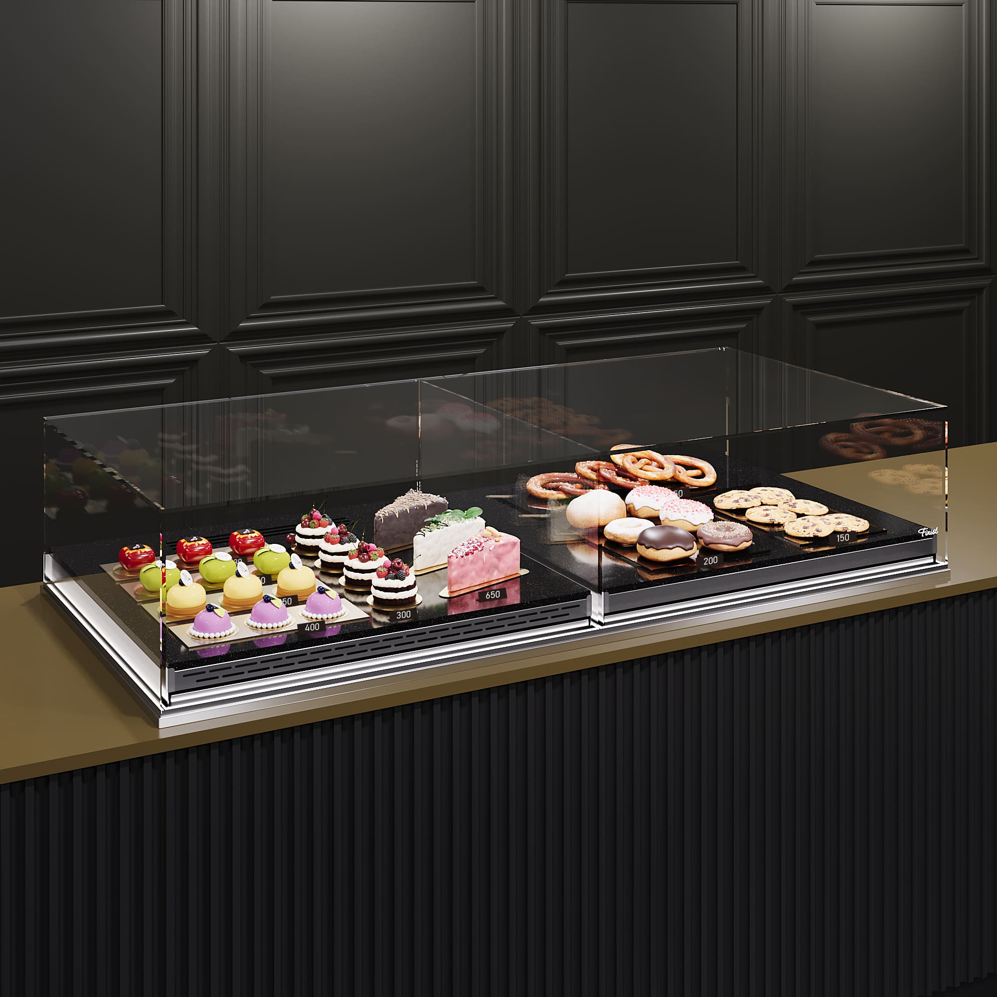 Встраиваемая кондитерская витрина Glassier SLIDE DUO COMBO STONE