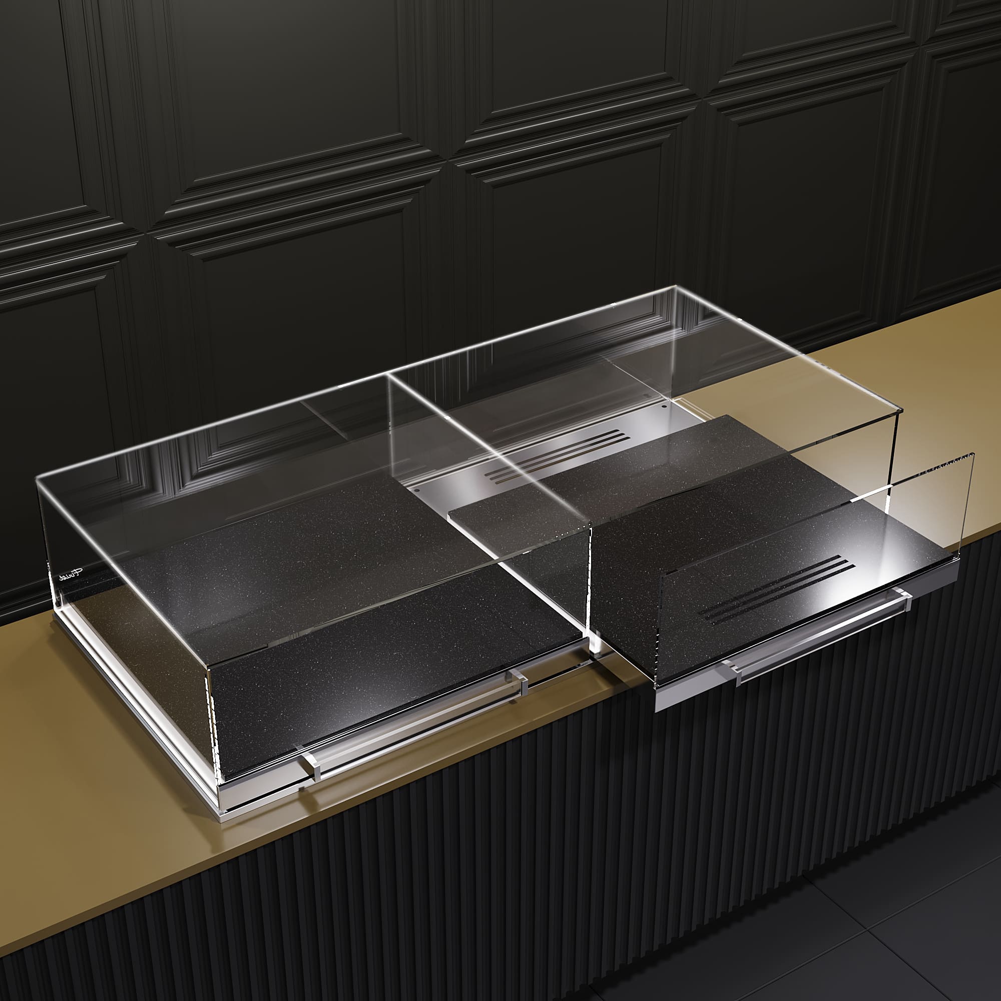 Встраиваемая кондитерская витрина Glassier SLIDE DUO COMBO STONE