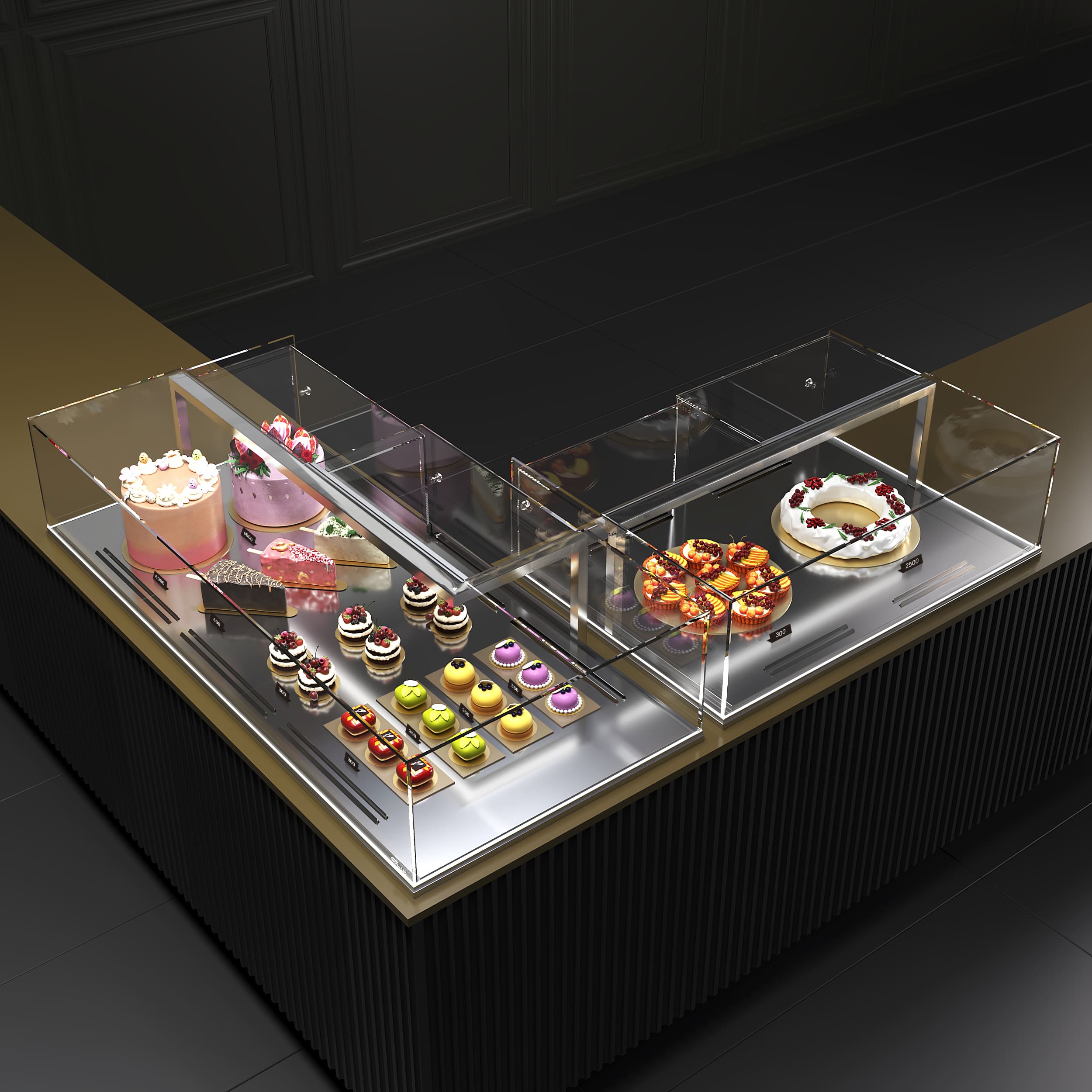 Угловая встраиваемая холодильная витрина Glassier M Угловая встраиваемая холодильная витрина Glassier M