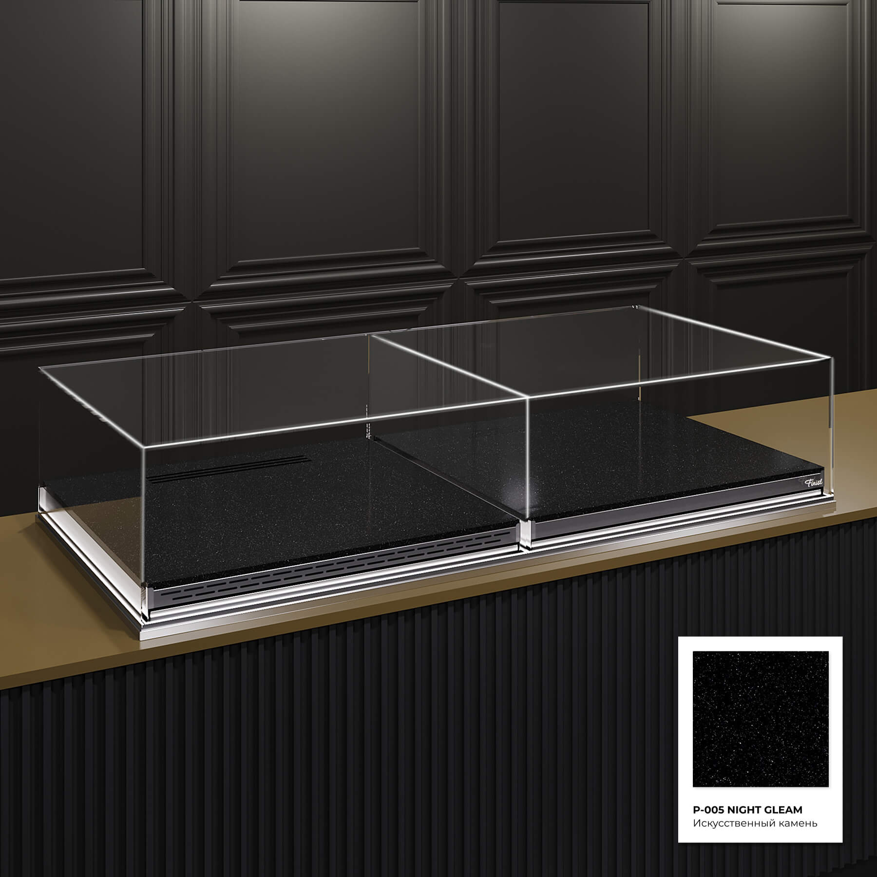 Встраиваемая кондитерская витрина Glassier SLIDE DUO COMBO STONE