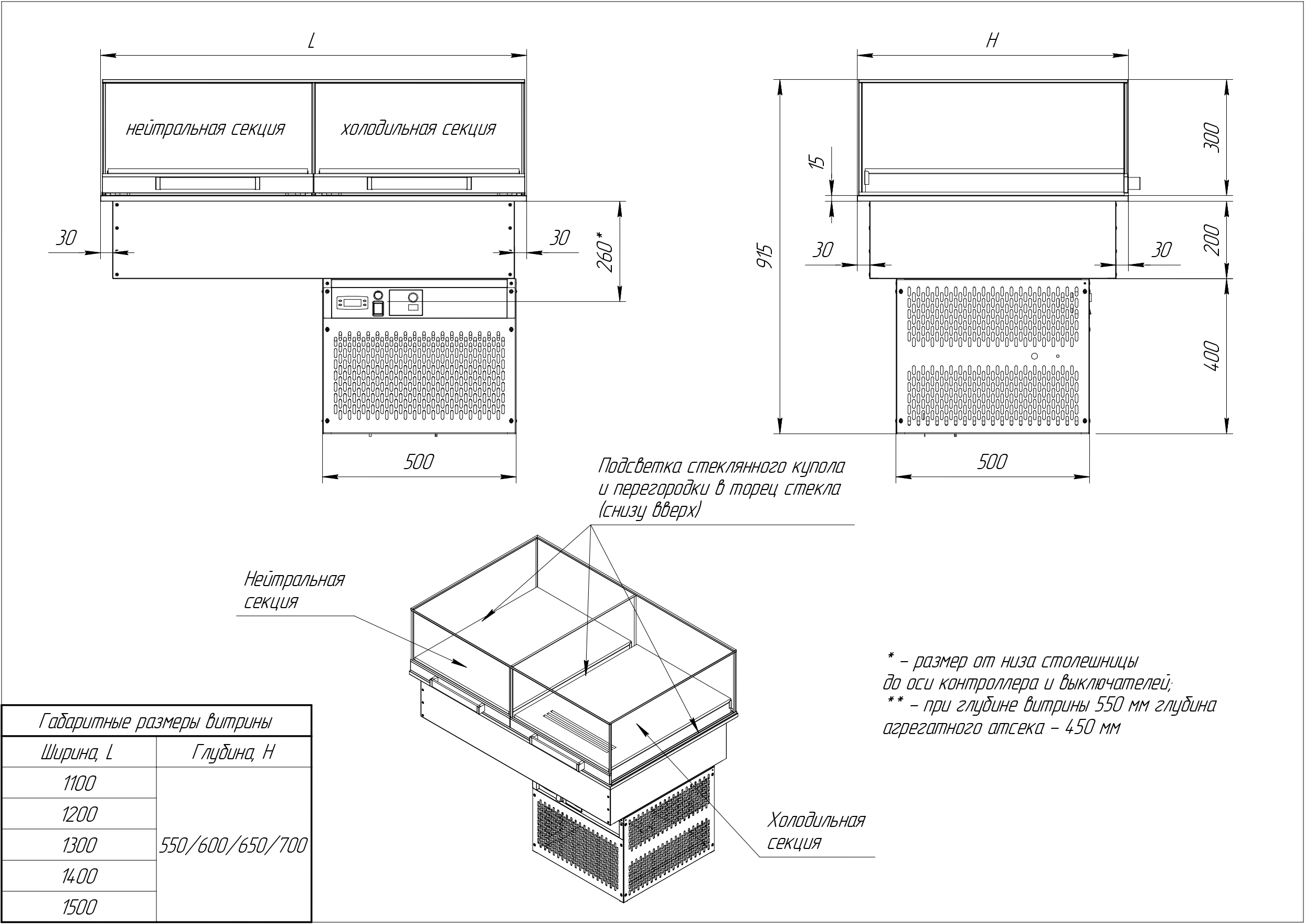 Встраиваемая кондитерская витрина Glassier SLIDE DUO COMBO STONE