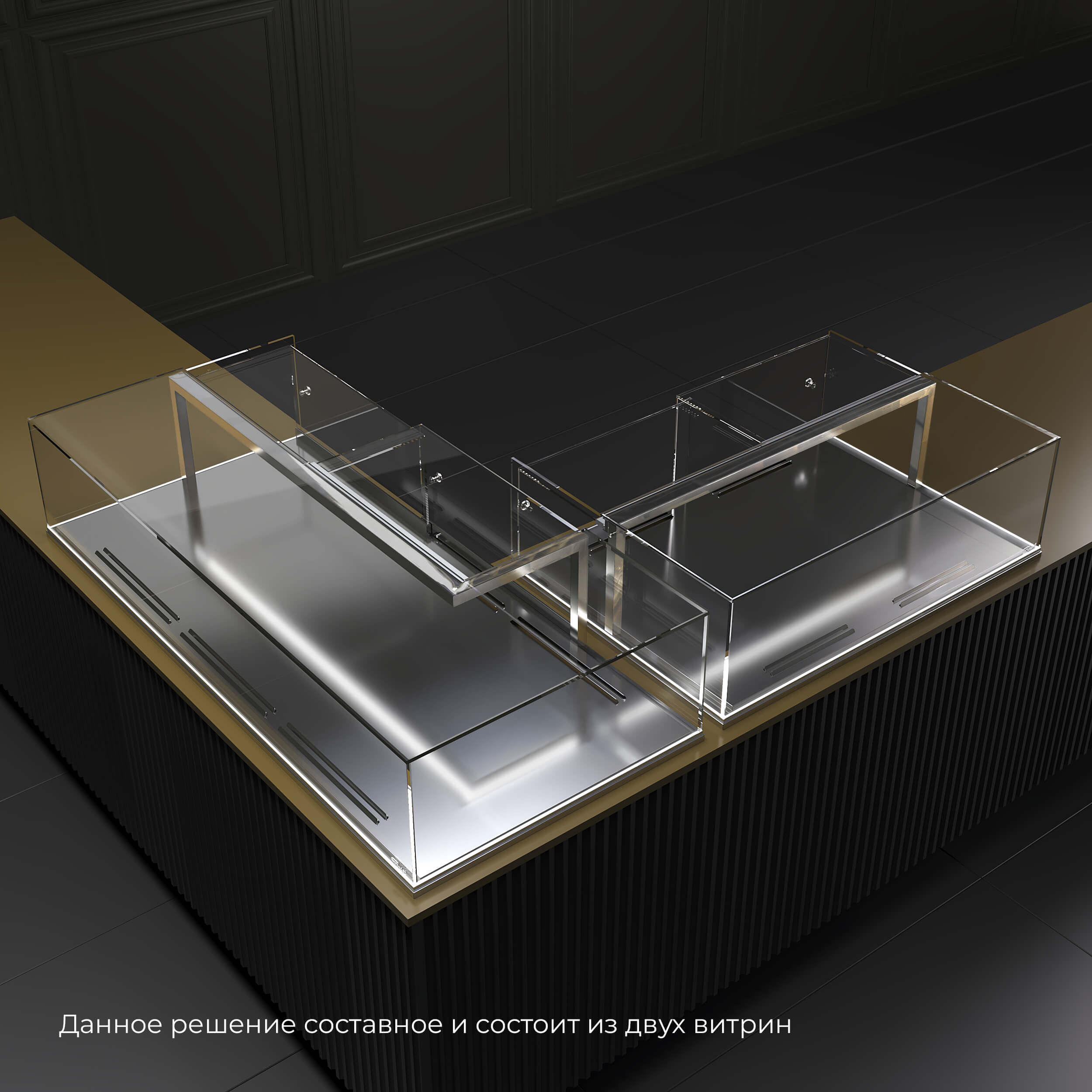 Угловая встраиваемая холодильная витрина Glassier M