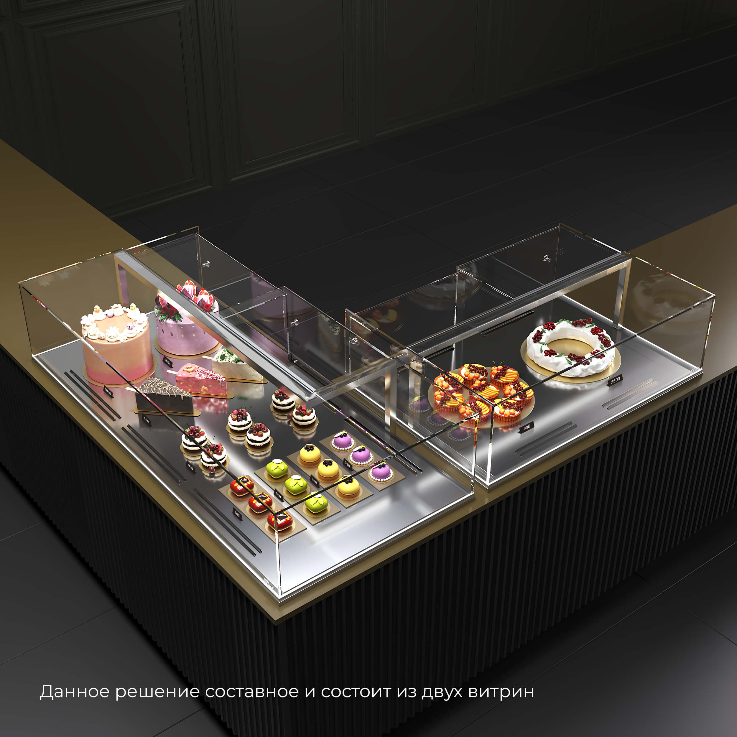 Угловая встраиваемая холодильная витрина Glassier M Угловая встраиваемая холодильная витрина Glassier M