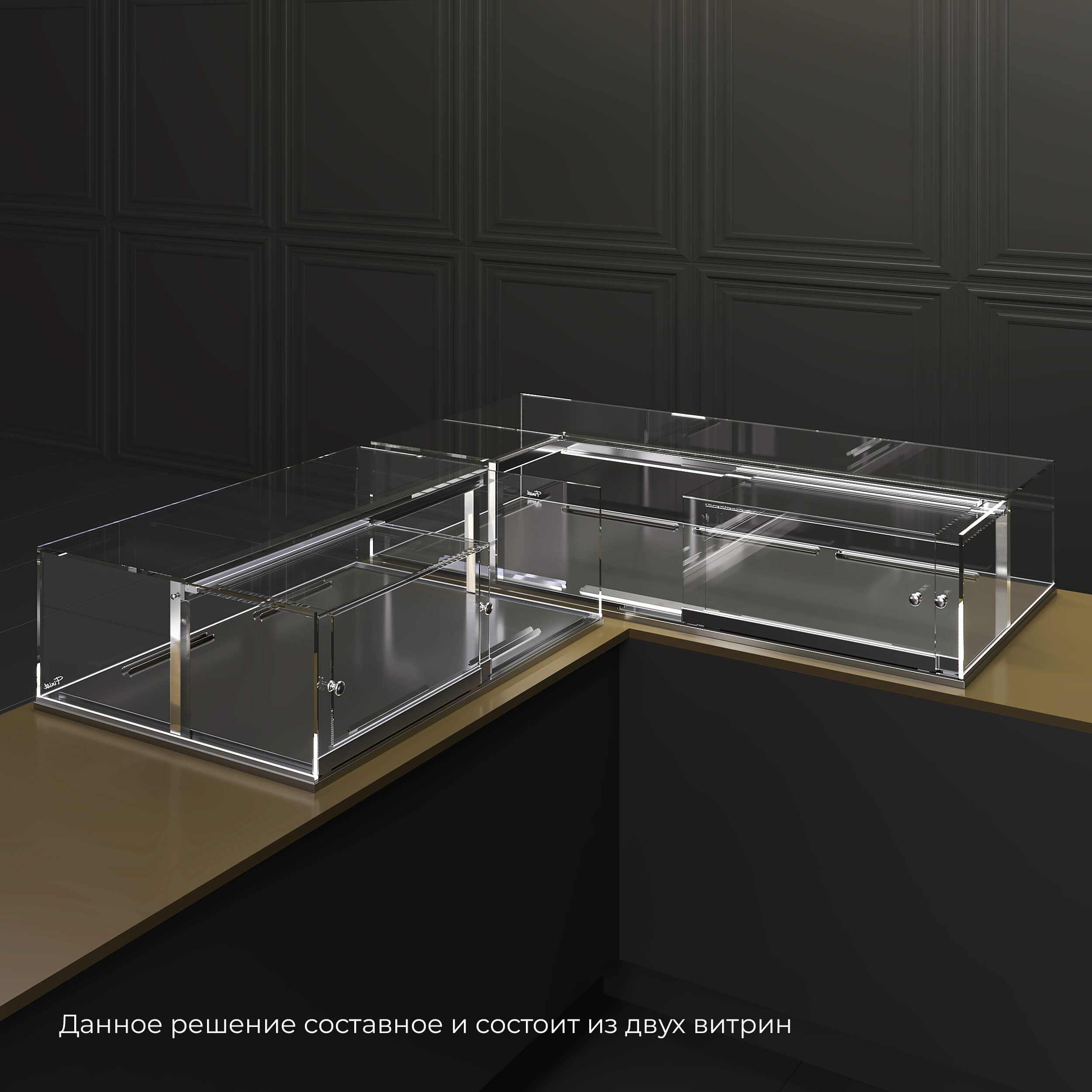 Угловая встраиваемая холодильная витрина Glassier M